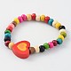 Bracelets extensibles avec perles en bois pour enfants BJEW-JB02047-05-2