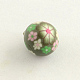 Perles en pâte polymère avec motif de fleurs manuelles CLAY-Q174-12-1