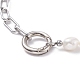 Collana di perle di keshi naturale con 304 catena di graffette in acciaio inossidabile da donna NJEW-JN03849-5
