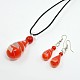 Cat & Drop & Ananas Handmade Lampwork Necklaces and Earrings Jewelry Sets SJEW-X0012-2