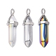 3 pièces 3 couleurs pendentifs pointus en verre à facettes KK-FS0001-09-3