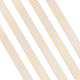 ポリエステルサテンリボン  片面ゴールデンホットスタンピング付き  縞模様  ホワイト  10mm  22.5 m /ロール OCOR-TAC0001-14B-3