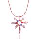 Classic Real Rose Gold Plated Eco-Friendly Tin Alloy Colorful Rhinestone Flower Pendant Necklaces For Women NJEW-BB13829-01-1