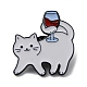 Emaille-Brosche in Form einer betrunkenen Katze aus Legierung JEWB-R021-08C-1