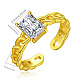 Golden Brass Micro Pave Cubic Zirconia Open Cuff Rings EP4174-3-2