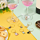 1 set di ciondoli per bicchiere da vino smaltato in lega di gatto AJEW-FG0002-85-4