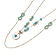 Collier double couche avec breloques en émail et perles de turquoise synthétique NJEW-P269-20B-G-2