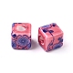 Salmon Handmade Printed Porcelain Cube Beads X-PORC-Q158-1-2