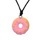 Adjustable Donut Handmade Polymer Clay Pendant Necklaces NJEW-JN01062-06-2