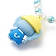 Cartoon Animal Plastic Pendant Necklace with Acrylic Pearl Beaded Chains for Kids NJEW-JN03960-7