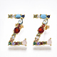 (vendita di fabbrica di gioielli per feste) orecchini a bottone in ottone con micro pavé di zirconi cubici EJEW-S201-41Z-2