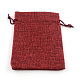 ポリエステル模造黄麻布包装袋巾着袋  クリスマスのために  結婚式のパーティーとdiyクラフトパッキング  暗赤色  23x17cm ABAG-R005-17x23-06-1