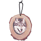 Creatcabin 1 ensemble plat rond et 3d décorations pendentif en bois motif loup HJEW-CN0001-17-1