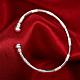 Simple Silver Color Plated Brass Cuff Bangles Torque Bangles BJEW-BB00632-5