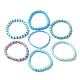 Set di braccialetti elastici da surfista heishi in argilla polimerica 7 pz 7 BJEW-SW00088-01-1