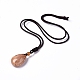 Dyed Natural Fossil Coral Teardrop Pendant Necklace with Nylon Cord for Women NJEW-C002-04-2