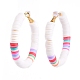 Boucles d'oreilles créoles heishi en laiton de style femmes de basket-ball EJEW-JE04083-01-2