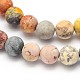 Frosted Round Natural Picasso Stone/Picasso Jasper Beads Strands G-N0166-58-12mm-2
