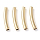 Brass Tube Beads, Long-Lasting Plated, Curved Beads, Tube, Real 24K Gold Plated, 20x3mm, Hole: 2.5mm