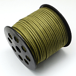 Cordón de gamuza sintética ecológico, encaje de imitación de gamuza, verde oliva, 3.0x1.4mm, alrededor de 98.42 yarda (90 m) / rollo