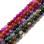 Natural Agate Strands, Dyed, Round, Mixed Color, 6mm in diameter, Hole: 1mm
