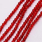 Natürlichen Karneol Perlenstränge, Runde, gefärbt, 2~2.5 mm, Bohrung: 0.6 mm, ca. 175~185 Stk. / Strang, 16 Zoll
