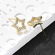 Серьги-гвоздики из латуни с микропаве из кубического циркония EJEW-D304-33G