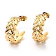 Серьги-гвоздики в виде листьев EJEW-G293-03G