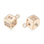 Brass Micro Pave Clear Cubic Zirconia Charms KK-N216-576LG