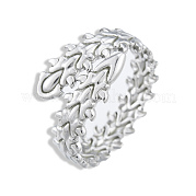 201 Stainless Steel Leaf Wrap Open Cuff Ring for Women RJEW-N038-103P