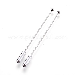 Épinglettes en laiton, accessoires de la broche, Sans cadmium & sans nickel & sans plomb, avec boule en laiton, platine, 62~63mm, pin: 0.9~1 mm