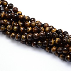 Grade naturale perle tonde ab occhio di tigre fili, 6mm, Foro: 1 mm, circa 59~63pcs/filo, 15 pollice
