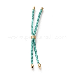 Creazione di bracciale in cordone intrecciato in nylon, creazione di bracciali a scorrimento, con accessori di ottone, oro, turchese, 8.66~9.06 pollice (22~23 cm), Foro: 2.8 mm, lunghezza della catena singola: circa 4.33~4.53 pollice (11~11.5 cm)