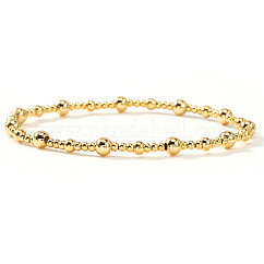 Stretch-Armbänder aus Messing im Bohème-Stil für Damen, Runde, echtes 14k vergoldet, 6.50 Zoll (16.5 cm) ~ 6.89 Zoll (17.5 cm)