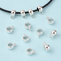 Fianzas de tubo de aleación de estilo tibetano, fianzas de bucle, abalorios de fianza, rerondana plana, Sin cadmio y níque y plomo, plata, 8x5mm, agujero: 2 mm, diámetro interior: 5 mm
