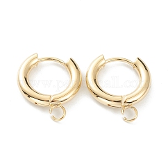 201 orecchini a cerchio huggie in acciaio inossidabile, con anello orizzontale e perno in acciaio chirurgico inossidabile 316, vero placcato oro 24k, 18x16x3mm, Foro: 2.5 mm, ago :1mm