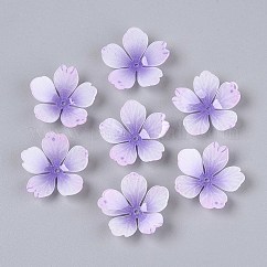 Copriperline acrilici a forma di fiore, per la creazione di gioielli fai da te, lilla, 28x28x8~10mm, Foro: 1.6 mm