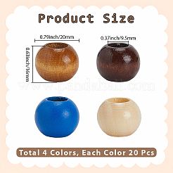 80 Stück 4 Farben sprühlackierte Holzperlen&nbsp;WOOD-PA0001-07