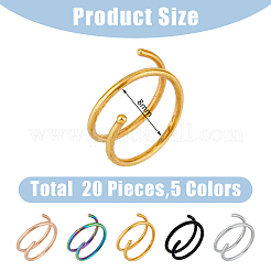 20 Stück 5 Farben 304 Edelstahl Spiral Nasenringe Set&nbsp;AJEW-FI0001-01