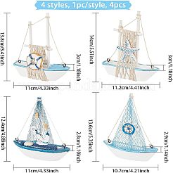 4 pièce 4 styles de décorations d'affichage en bois naturel de style méditerranéen pour la maison&nbsp;DJEW-PH0002-14