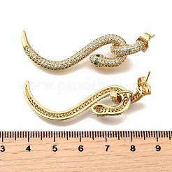 Orecchini pendenti in ottone con zirconi cubici a forma di serpente per donna&nbsp;EJEW-F367-01B-G