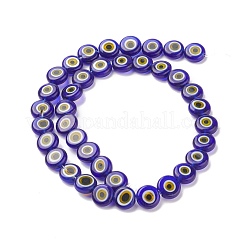 Handmade bösen Blick lampwork flache runde Perle Stränge&nbsp;LAMP-L058-10mm-22