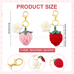 4 porte-clés en coton fait main de 2 styles&nbsp;KEYC-PH01612