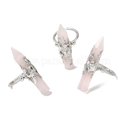 Armreife aus natürlichem Rosenquarz und Messing für Damen&nbsp;RJEW-G374-01P-10