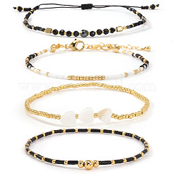 4 Stück 4 verschiedene Stile Stretch-Armband-Set aus Glasperlen&nbsp;FG0392-2