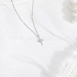 1 pz collane con ciondolo a forma di stella in ottone e ferro e strass&nbsp;NJEW-LP0004-15P