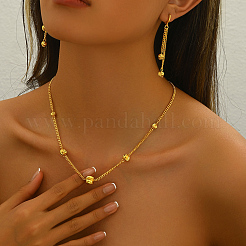 Orecchini pendenti con perline rotonde in ottone di lusso e set di collane per la festa quotidiana delle donne&nbsp;ND7080