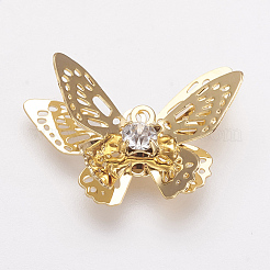 Pendentifs avec zircon cubiques à micro-pavés en laiton&nbsp;KK-F731-22G