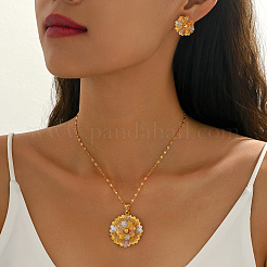 Vintage-Ohrstecker und Halsketten-Sets aus Messingblumen im Vintage-Stil für Damen&nbsp;VM6816