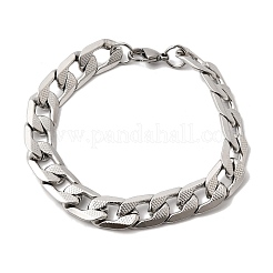 Bracelets à maillons cubains en acier inoxydable 201 pour femmes et hommes&nbsp;STAS-T077-19A-04P